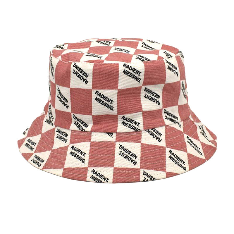 Letter Plaid Bucket Hat Women&