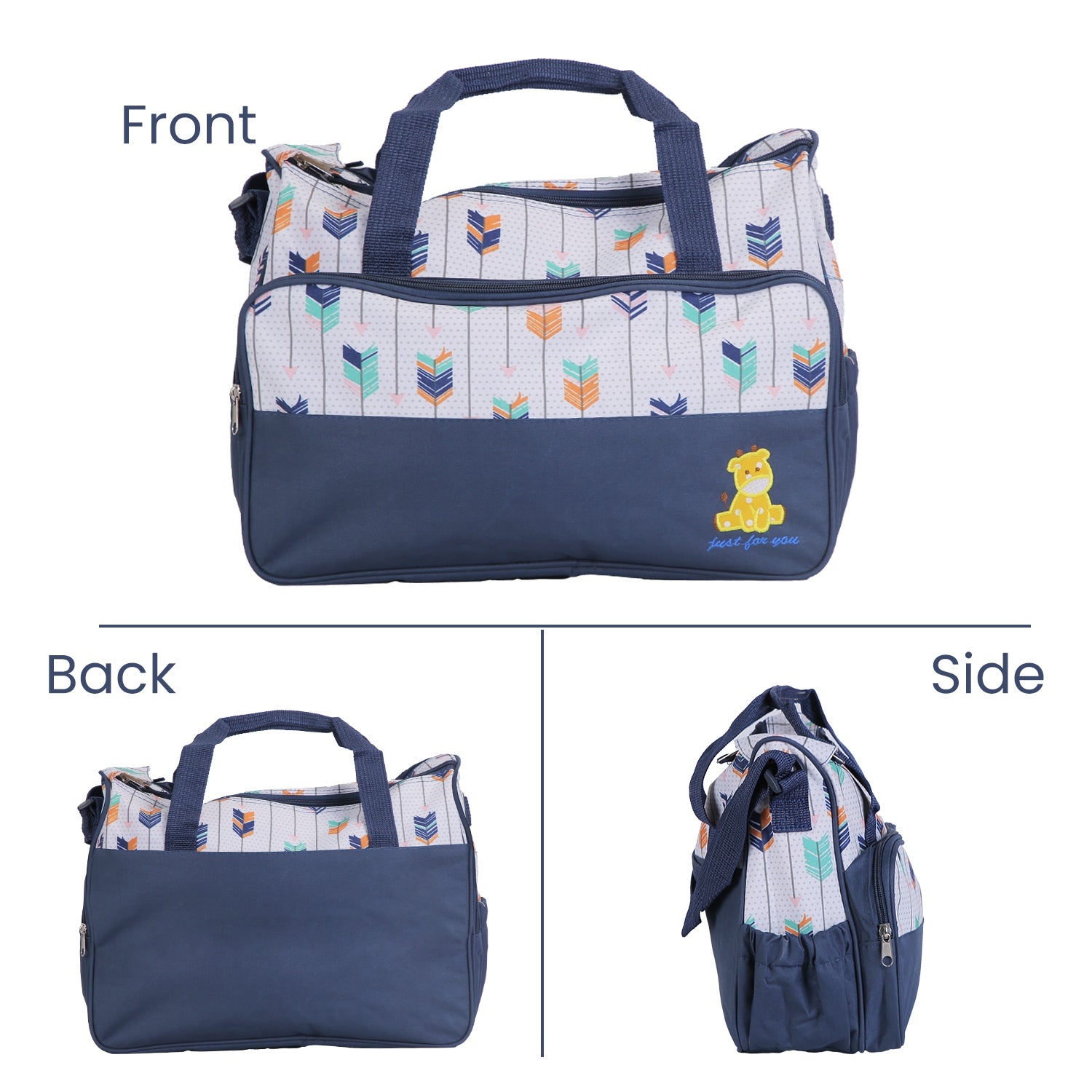 5Pcs Baby Nappy Diaper Bags Set Mummy Diaper Handbags With Diaper Pad Food Bag Bottle Bag Travel Tote Bags For Mom Dad - PULSE MART