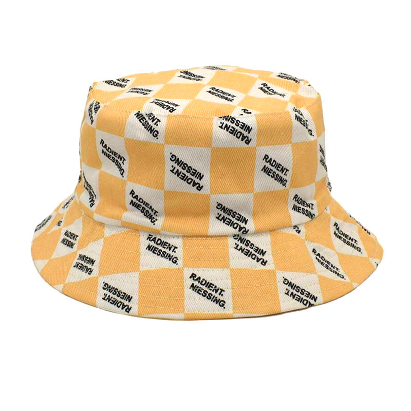Letter Plaid Bucket Hat Women&