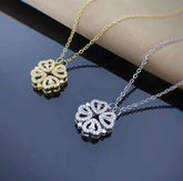 Retro Magnetic Folding Heart Shaped Four Leaf Clover Pendant Necklace Women Love Clavicle Chain Gifts Openable Choker Jewelry - PULSE MART