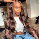 4x4 Lace Closure Human Hair Wig Brown Body Wave Density - PULSE MART
