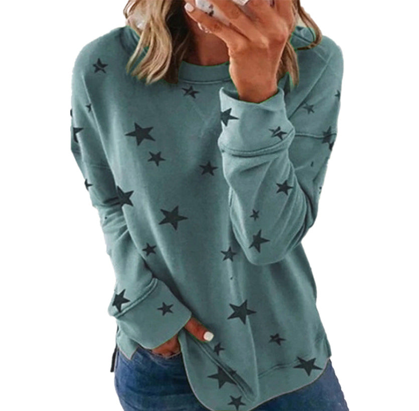 Star print stitching T-shirt fashion top women - PULSE MART
