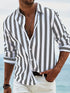 Striped Print Shirt Casual Loose Long-sleeved Shirt Men&