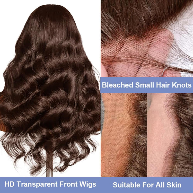 13x4 Lace Frontal Human Hair Wig Brown Body Wave Density - PULSE MART