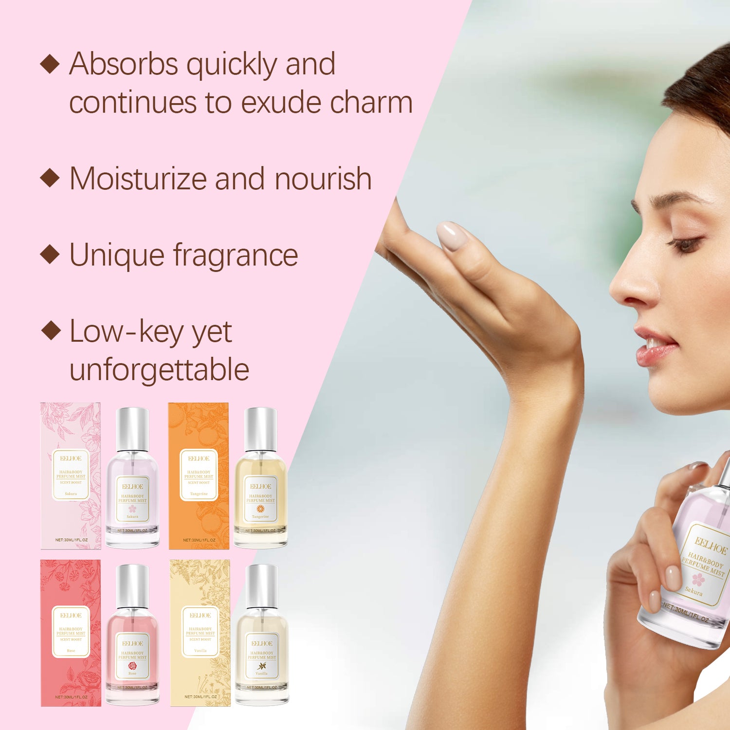 EELHOE Body Hair Perfume Spray Body Skin Hair Long-Lasting Fragrance Spray - PULSE MART