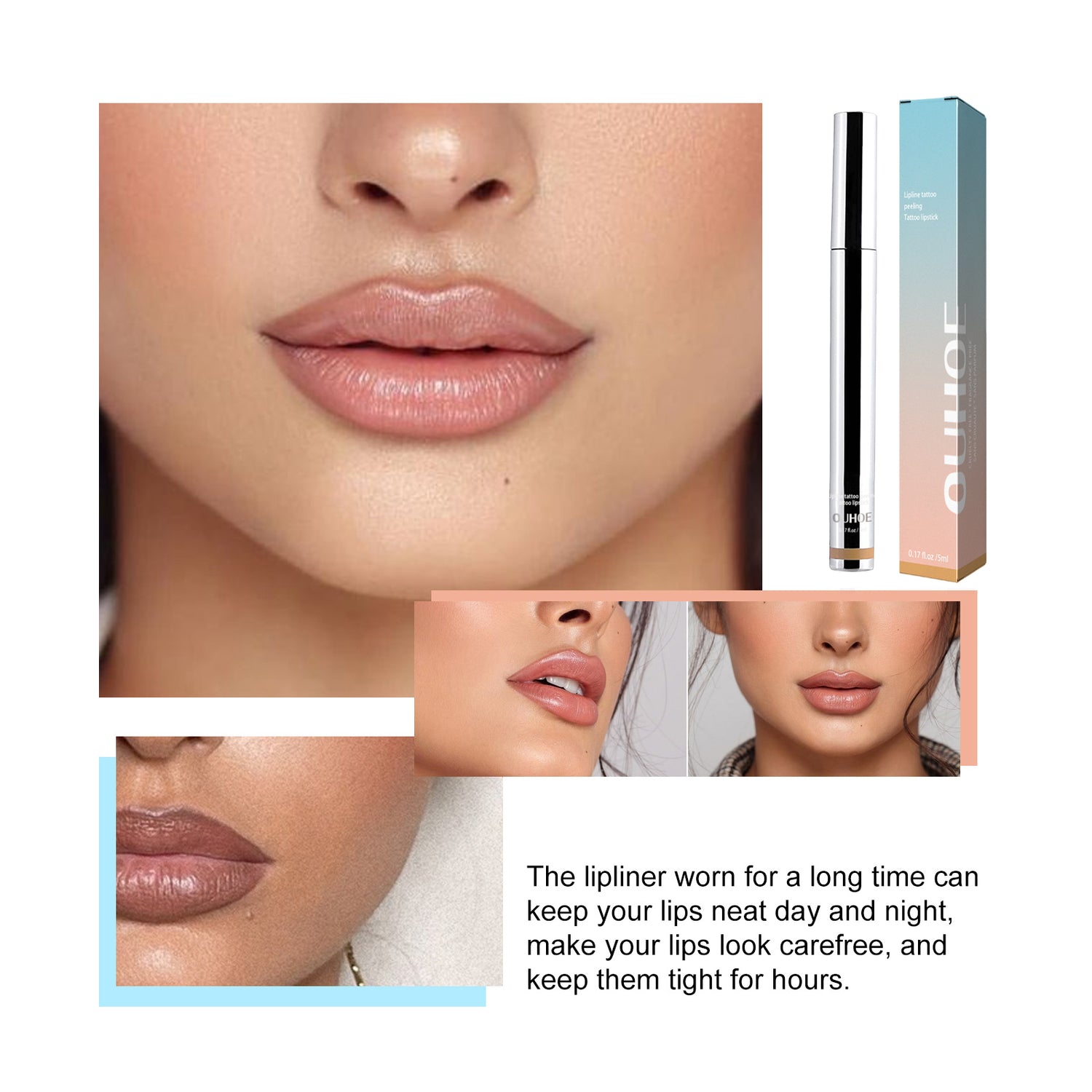 Mineral OilOUHOE Peel Off Lipliner Plump Lip Lines Show Lip Color Without Taking Off Makeup Peel Off Lipliner - PULSE MART
