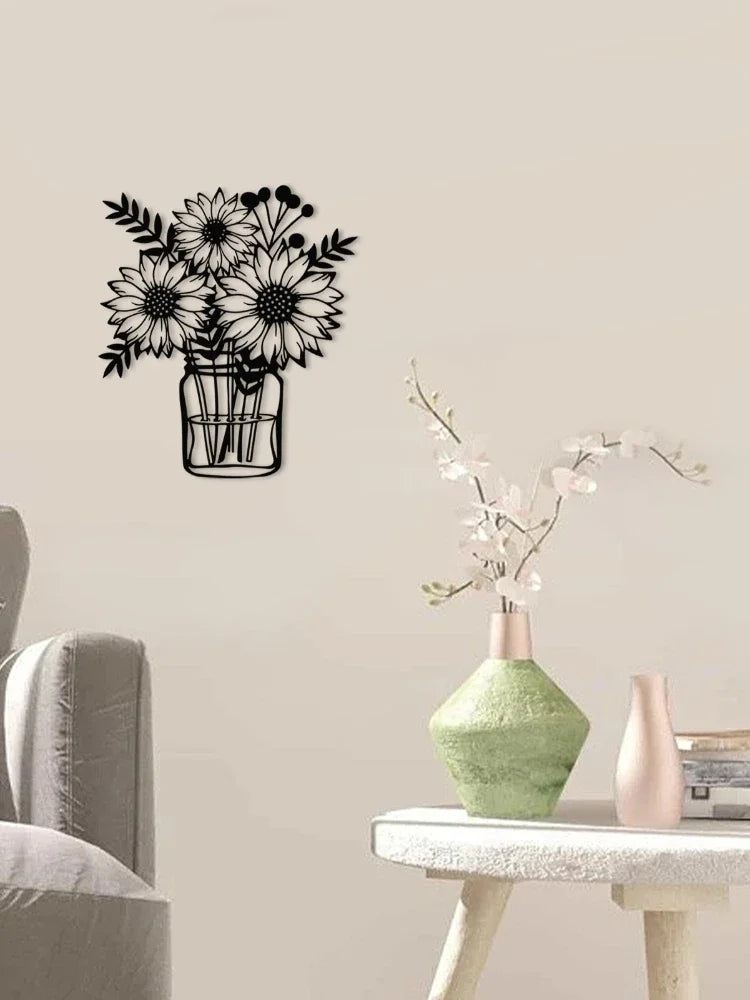 Vintage Sunflower Metal Wall Art - Handcrafted Iron Wall Sculpture - PULSE MART