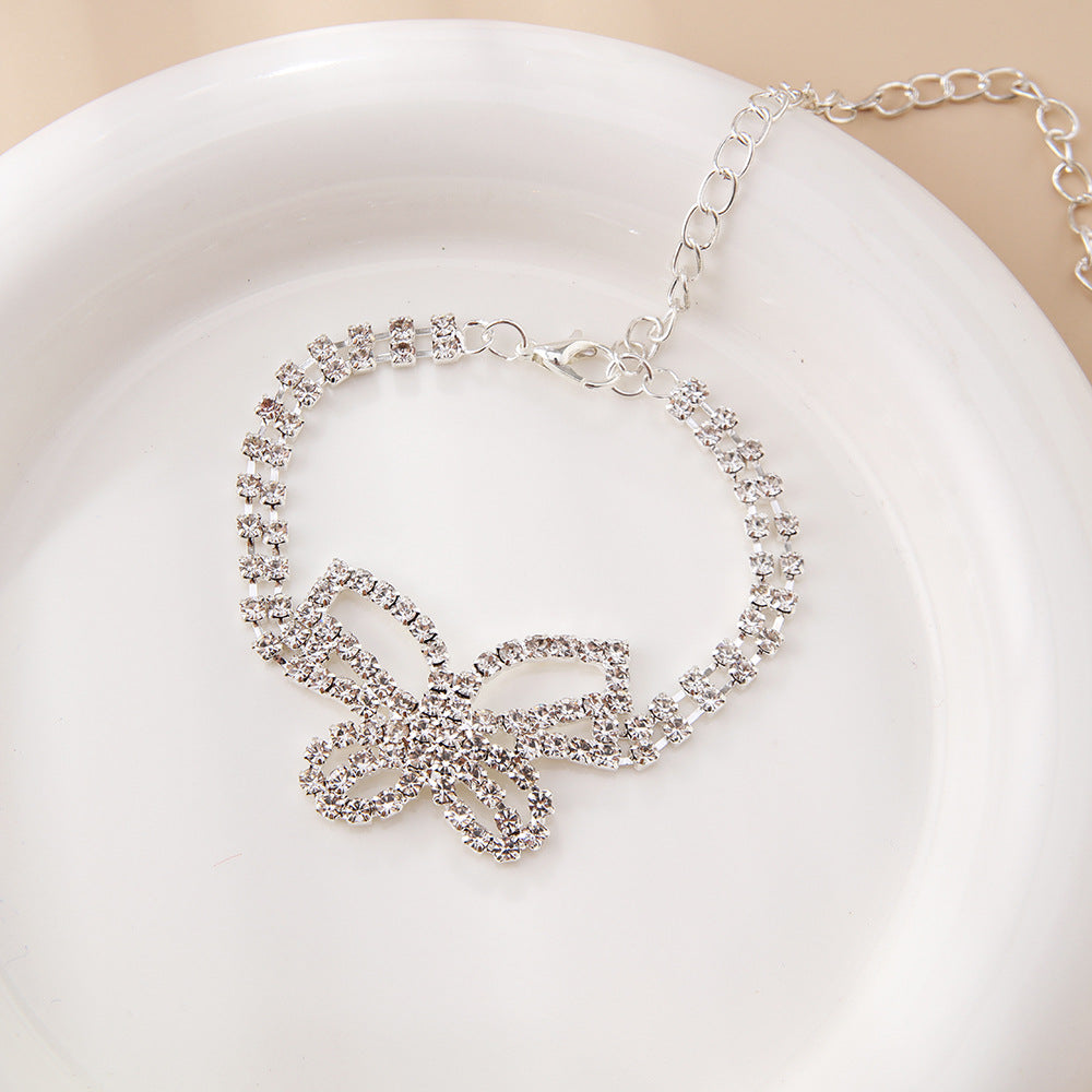 Full Diamond Butterfly Multilayer Fashion Full Diamond Rhinestone Anklet - PULSE MART