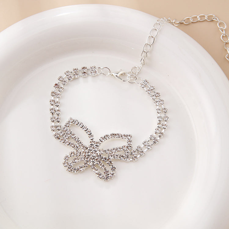 Full Diamond Butterfly Multilayer Fashion Full Diamond Rhinestone Anklet - PULSE MART