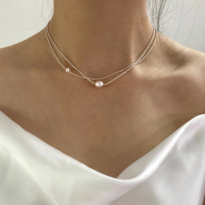 ASHIQI Natural Freshwater Pearl Necklace for Women 925 Sterling Silver Chain Fashion Jewelry Gift - PULSE MART