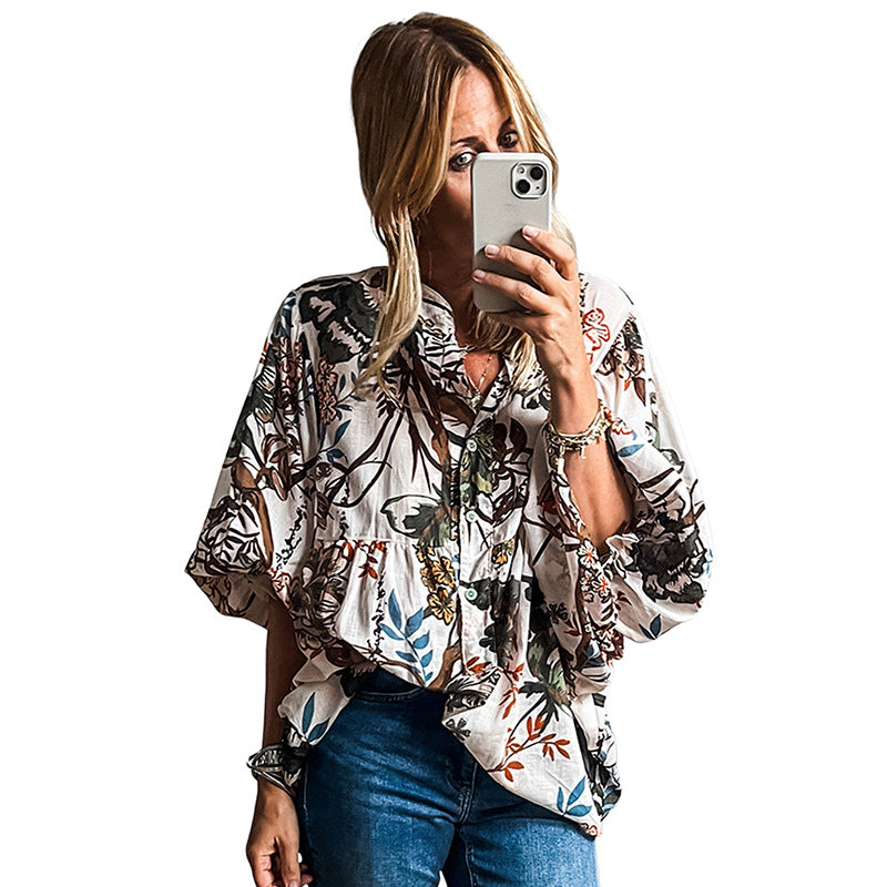 All-match Floral Print Shirt For Women - PULSE MART