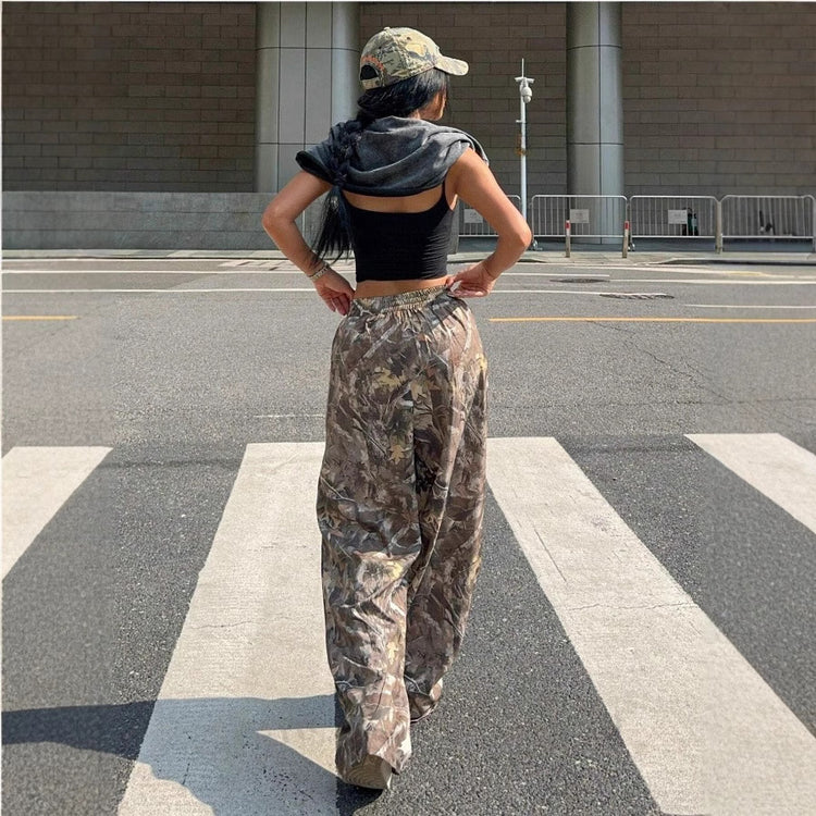 Slimming Casual Pants Hip Hop Retro Street Multi-pocket Camouflage Cargo Pants For Women Y2k Hip-hop Cargo Grunge Baggy Trousers - PULSE MART