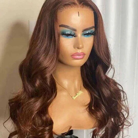 4x4 Lace Closure Human Hair Wig Brown Body Wave Density - PULSE MART