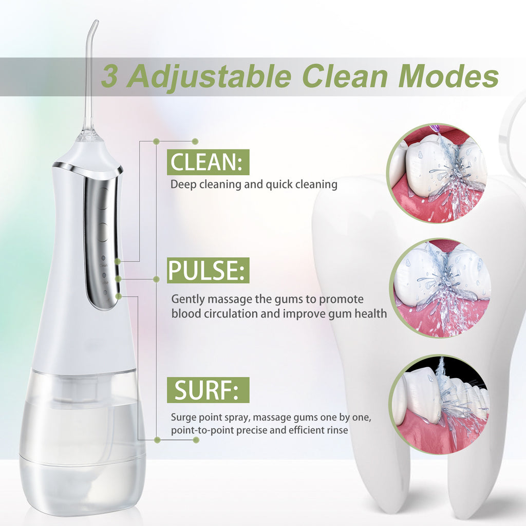 3 Modes Oral Irrigator USB Rechargeable Water Floss Portable Dental Water Flosser Jet 350ml Irrigator Dental Teeth Cleaner 5 Jet - PULSE MART