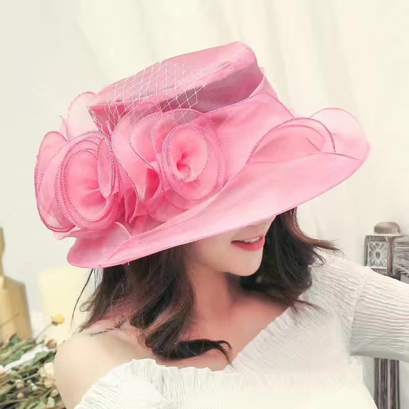 Women's Sun Hat Mesh Bowler Hat Organza Summer Sun Hat - PULSE MART