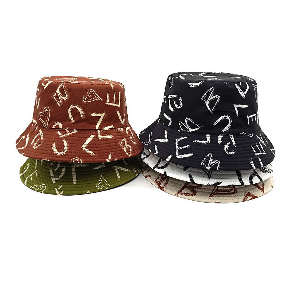 Love Letter Pattern Digital Printing Bucket Hat - PULSE MART