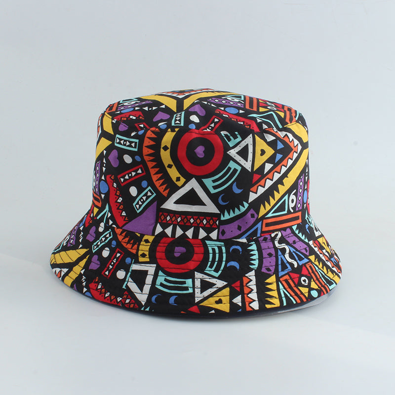 Printed Fisherman Hat Double-sided Can Wear Colorful Triangle Basin Hat - PULSE MART