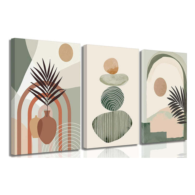 3 Pcs Boho Art Wall Decor Canvas Wall Art  Decor Stretched And Framed Ready To Hang Size 12 X 16in - PULSE MART