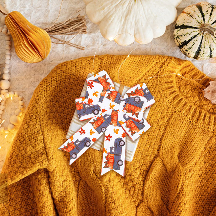 4Rolls 20Yards Thanksgiving Ribbons Autumn Wired Edge Ribbon Fall Themed Decorative Ribbon Pumpkin Maple Leaf Truck Grosgrain Ribbon For Thanksgiving Autumn Fall Party DIY Crafting Supplies - PULSE MART