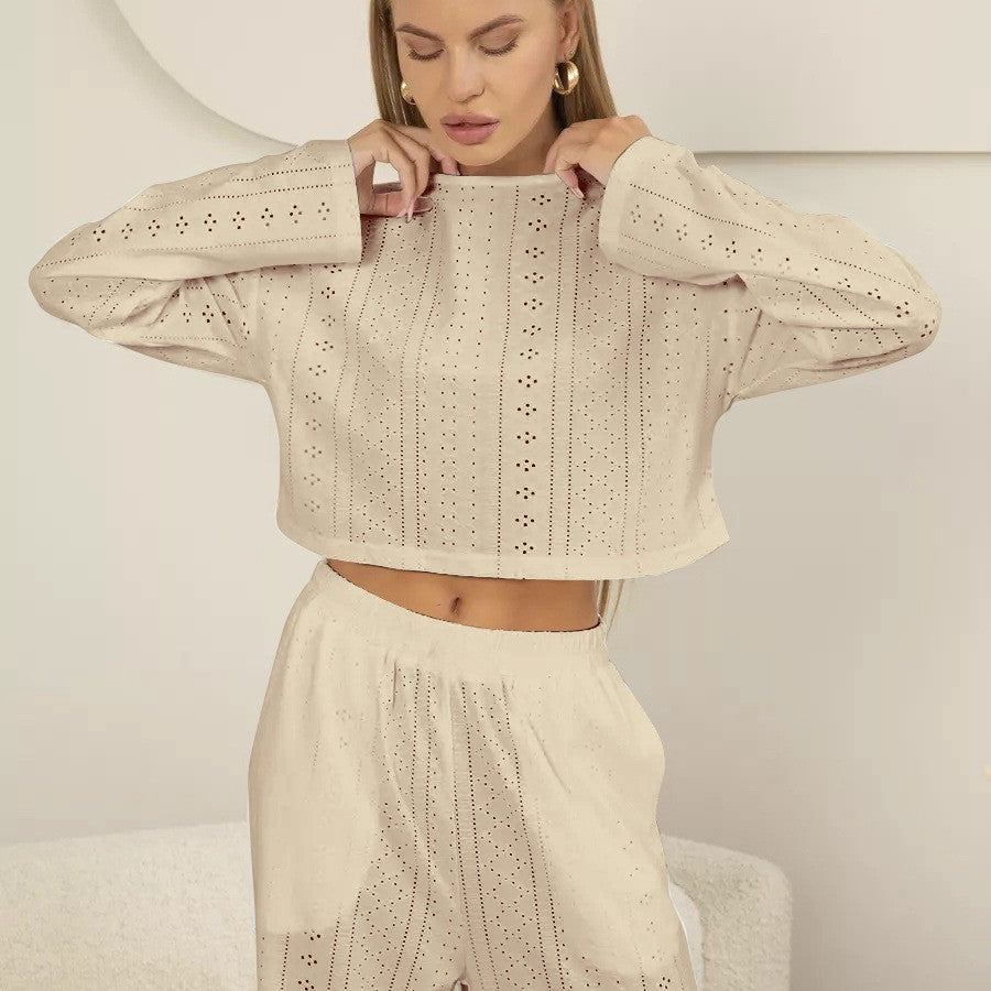 Women's Suit Fashion Simple Style Slim-fitting Loose Pullover Long Sleeve Trousers - PULSE MART