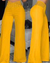 Hollow-out Belt Trousers Micro-flared - PULSE MART